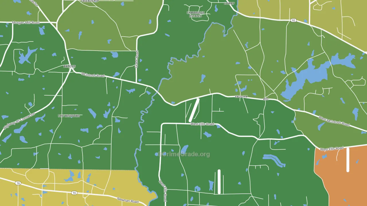 Vaughn, GA Map of Assault Rates