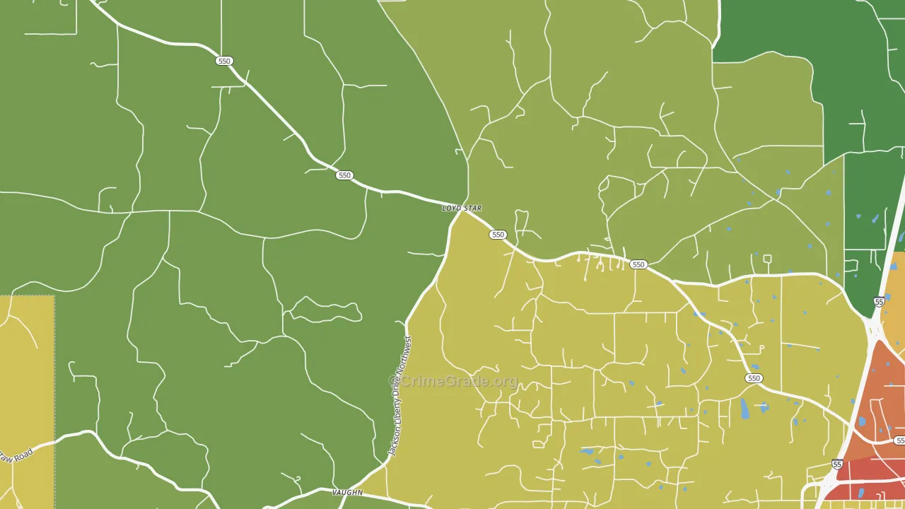 Vaughn, MS Map of Assault Rates
