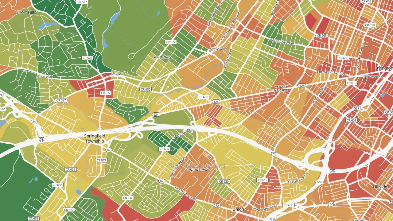 Vauxhall, NJ Map of Assault Rates
