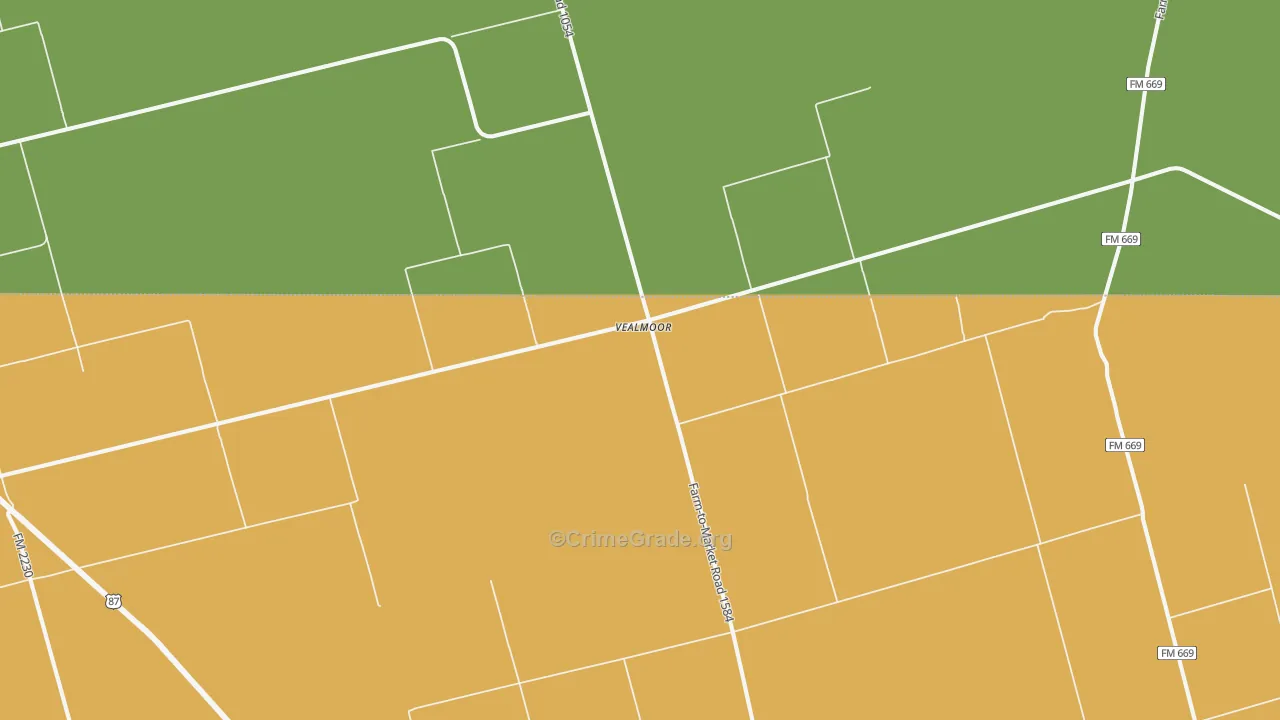 Vealmoor, TX Map of Assault Rates