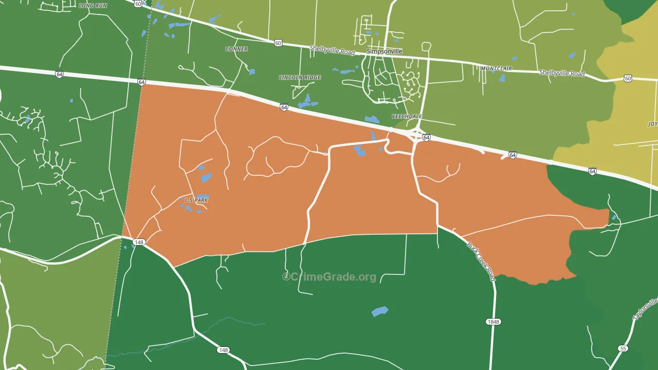 Veechdale, KY Map of Assault Rates