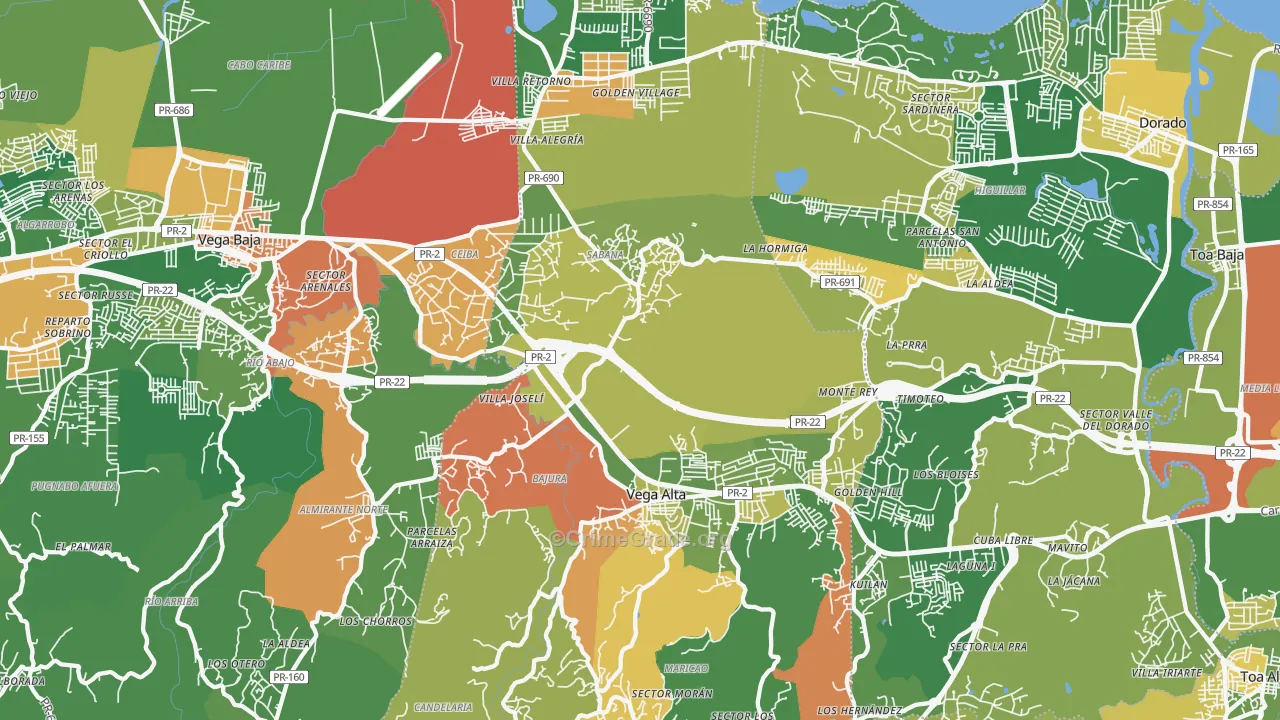 Vega Alta, PR Map of Assault Rates