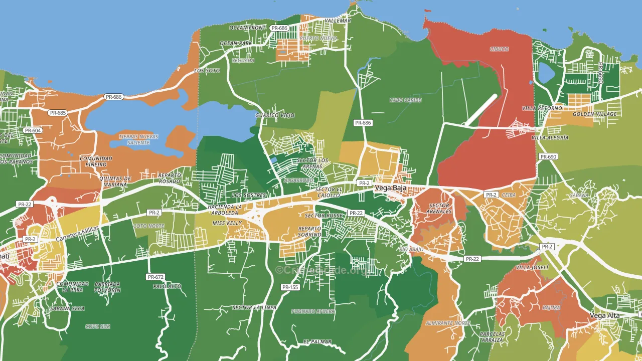 Vega Baja, PR Map of Assault Rates