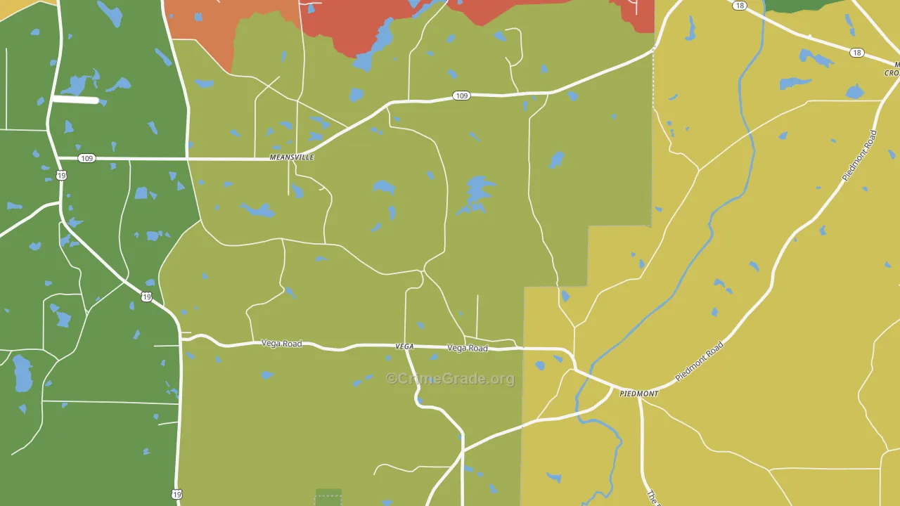 Vega, GA Map of Assault Rates