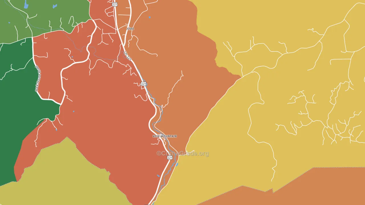 Vein Mountain, NC Map of Assault Rates