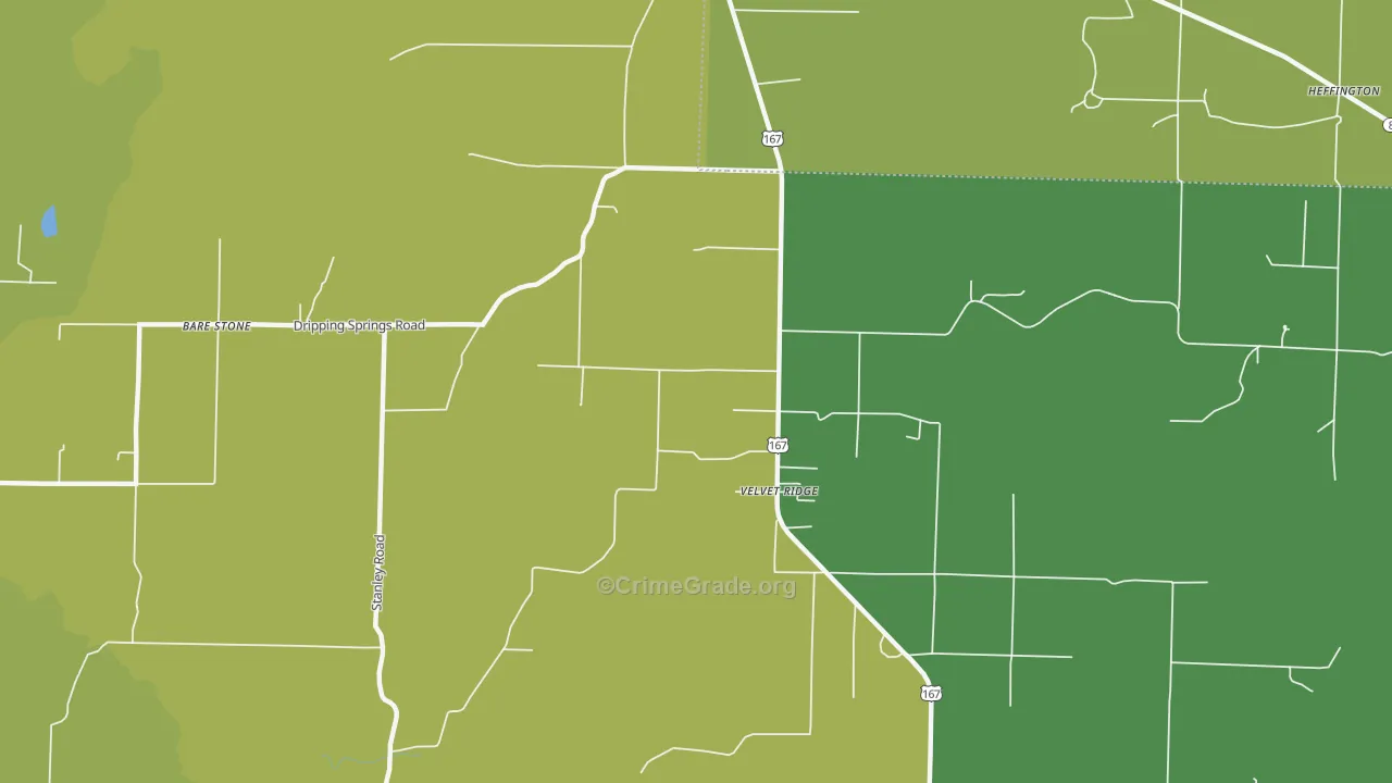 Velvet Ridge, AR Map of Assault Rates