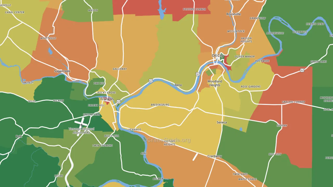 Venango County, PA Map of Assault Rates