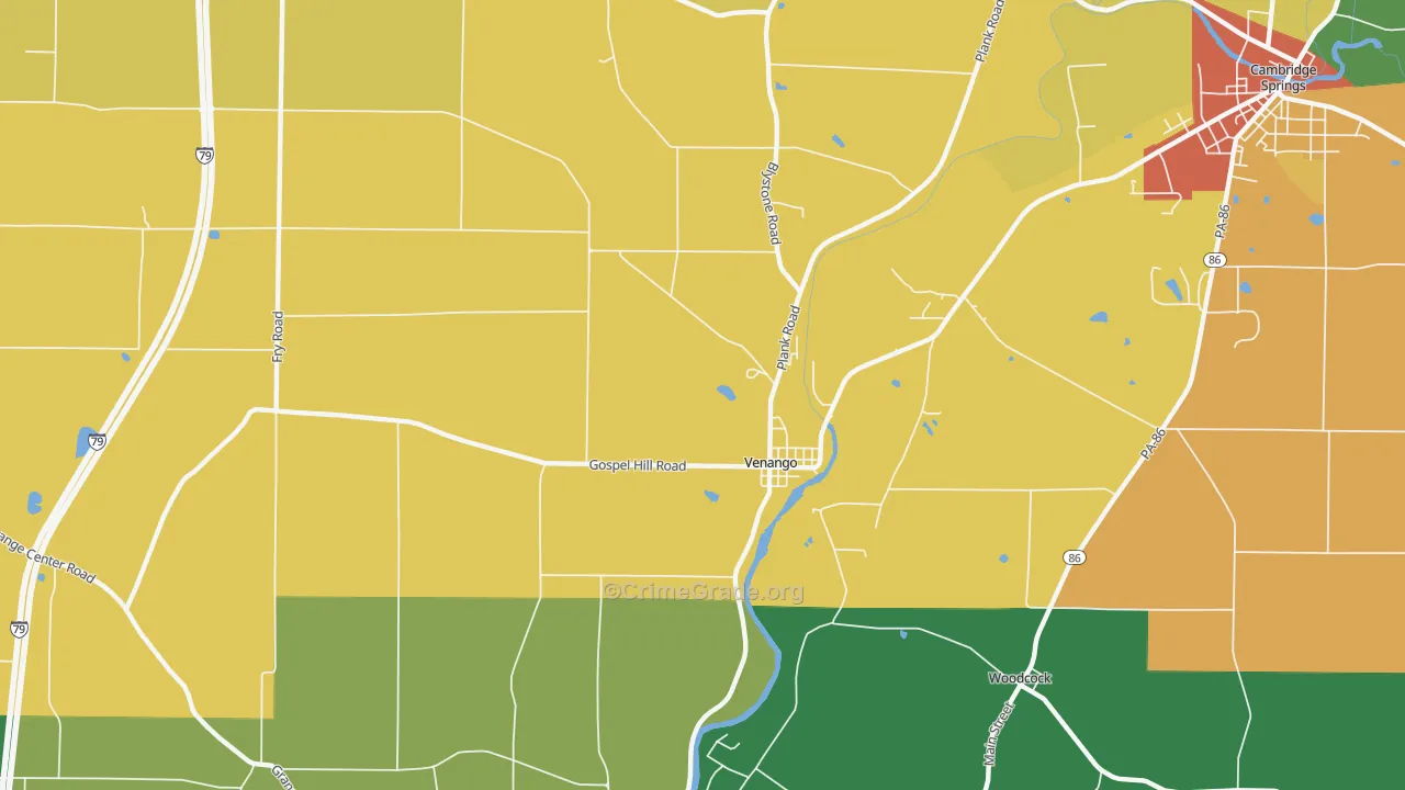 Venango, PA Map of Assault Rates