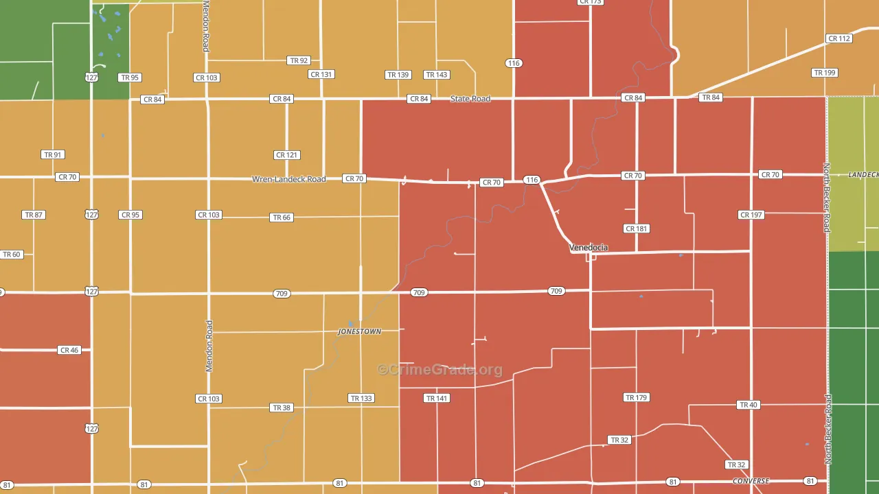 Venedocia, OH Map of Assault Rates
