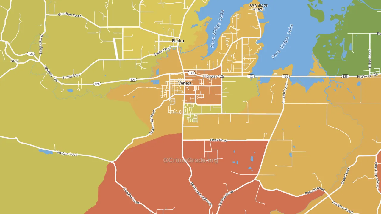 Veneta, OR Map of Assault Rates