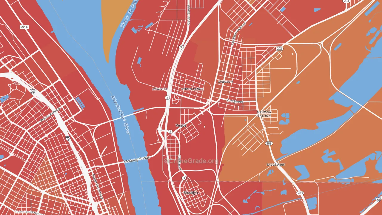 Venice, IL Map of Assault Rates