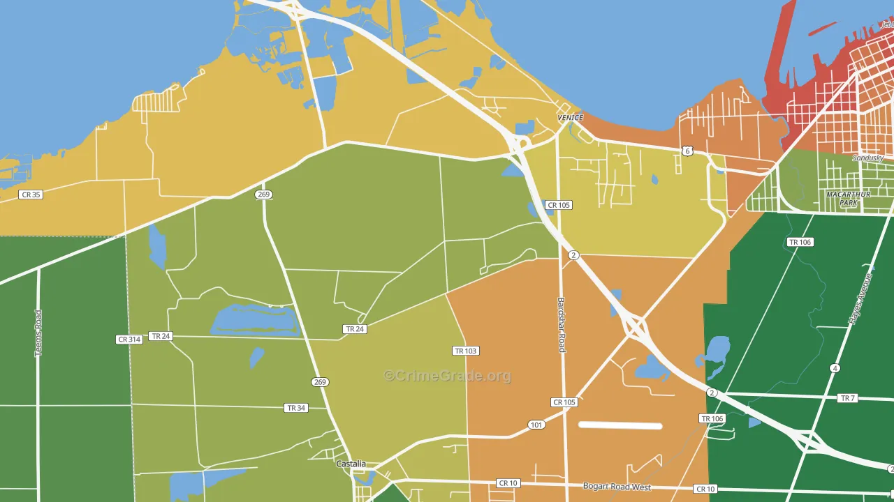 Venice, OH Map of Assault Rates
