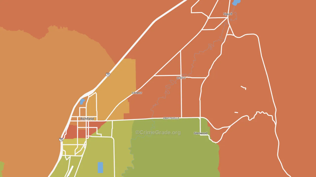 Venice, UT Map of Assault Rates