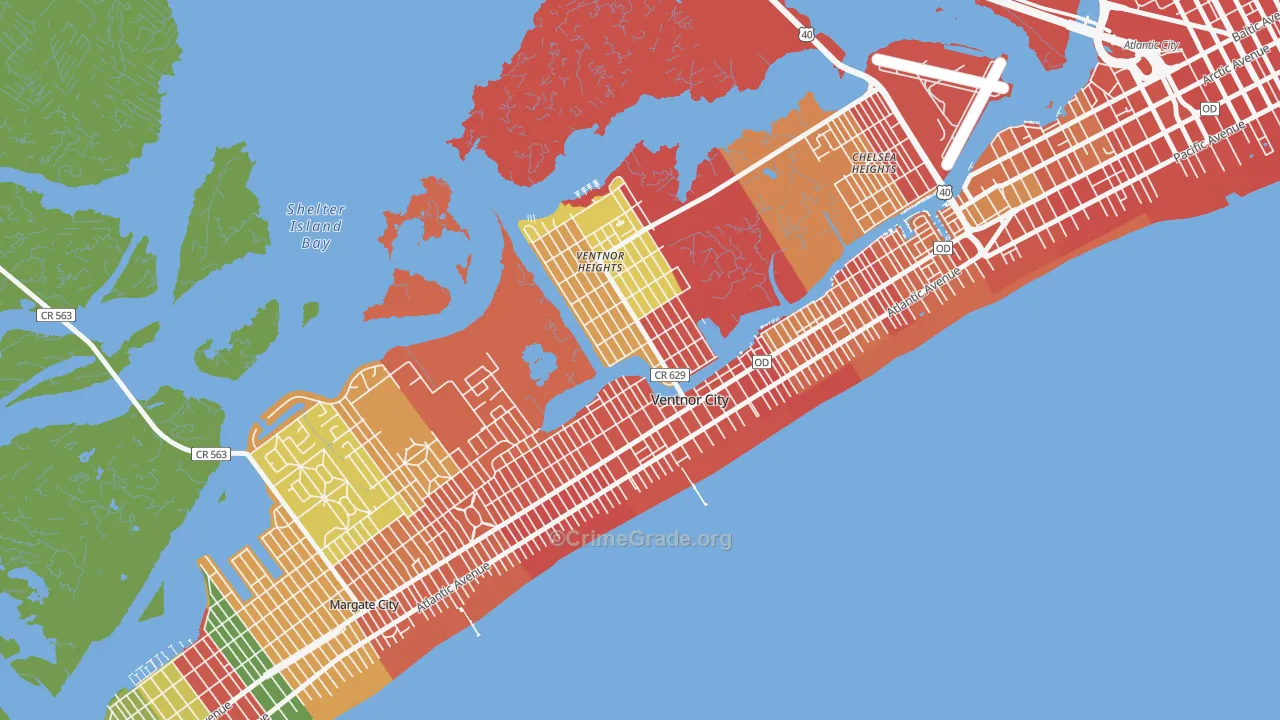 Ventnor City, NJ Map of Assault Rates