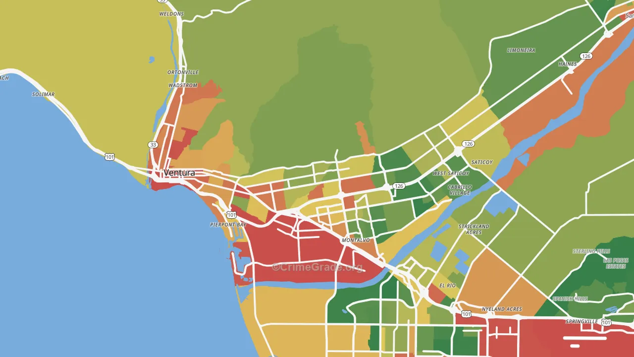 Ventura, CA Map of Assault Rates