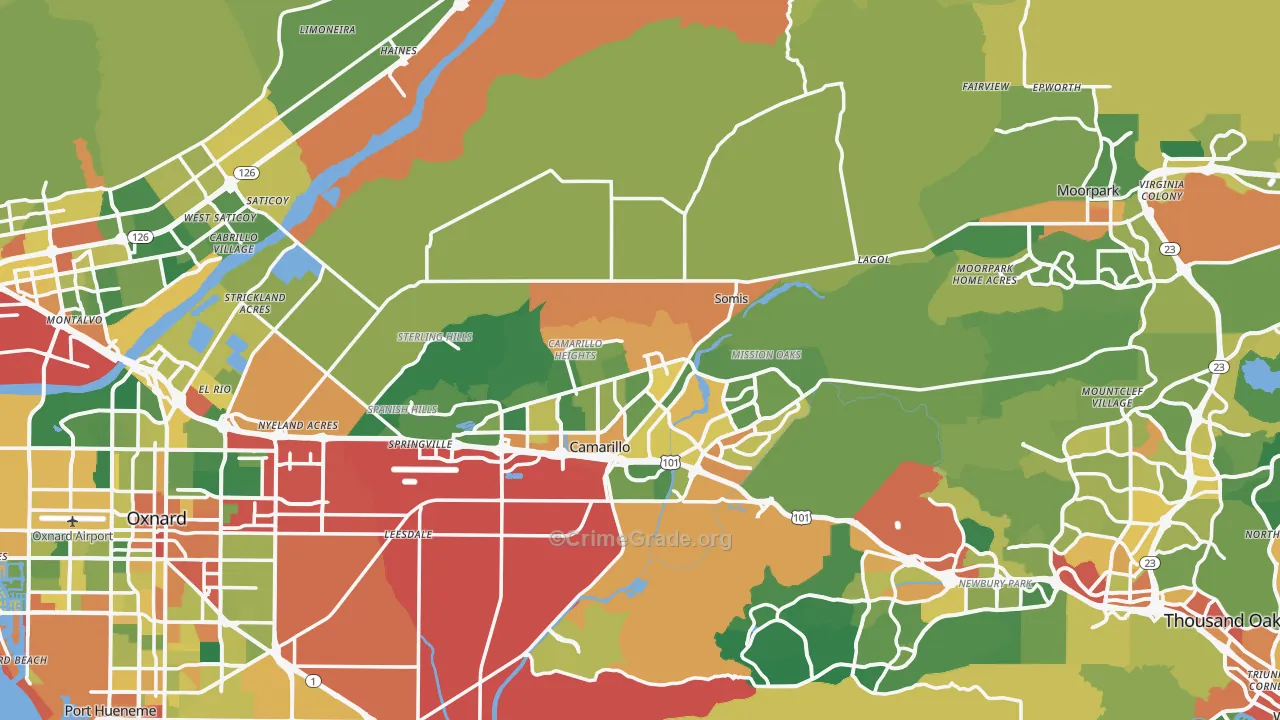 Ventura County, CA Map of Assault Rates