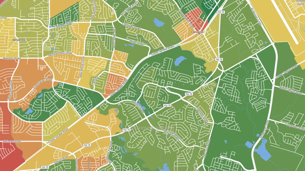 Ventura, San Antonio, TX Map of Assault Rates