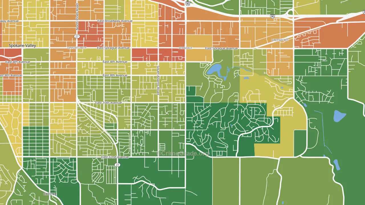 Veradale, WA Map of Assault Rates