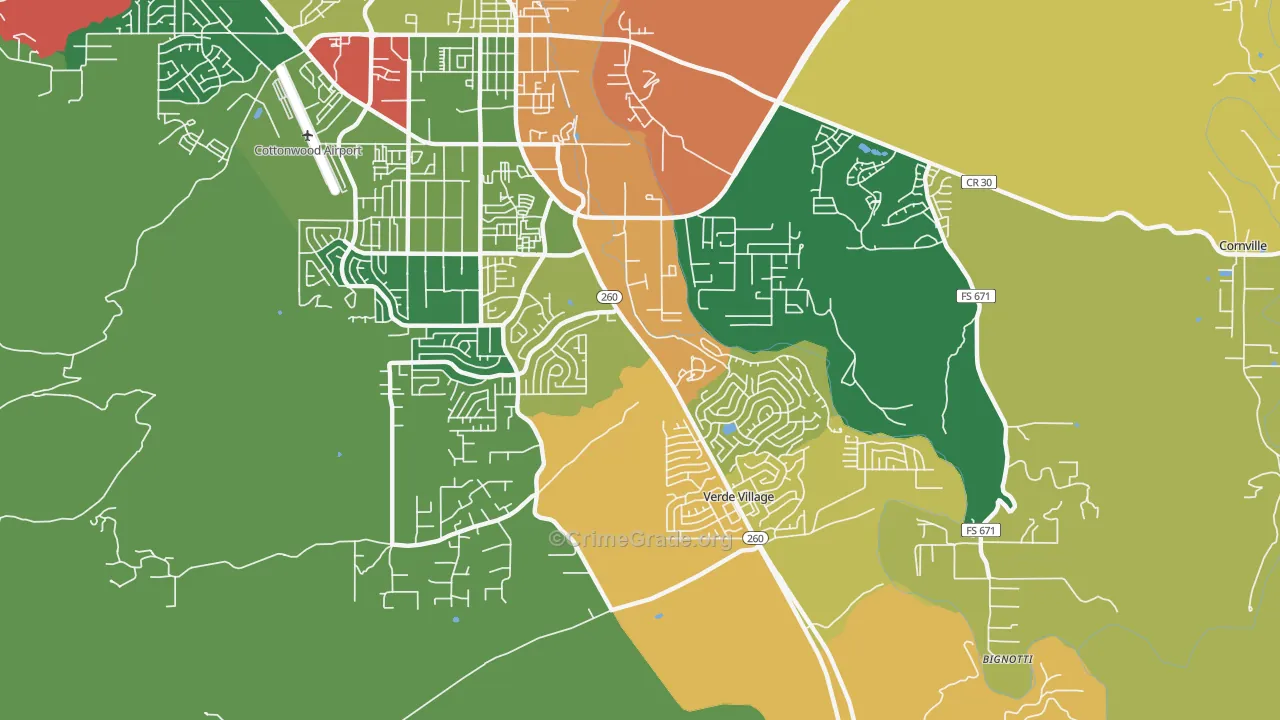 Verde Village, AZ Map of Assault Rates