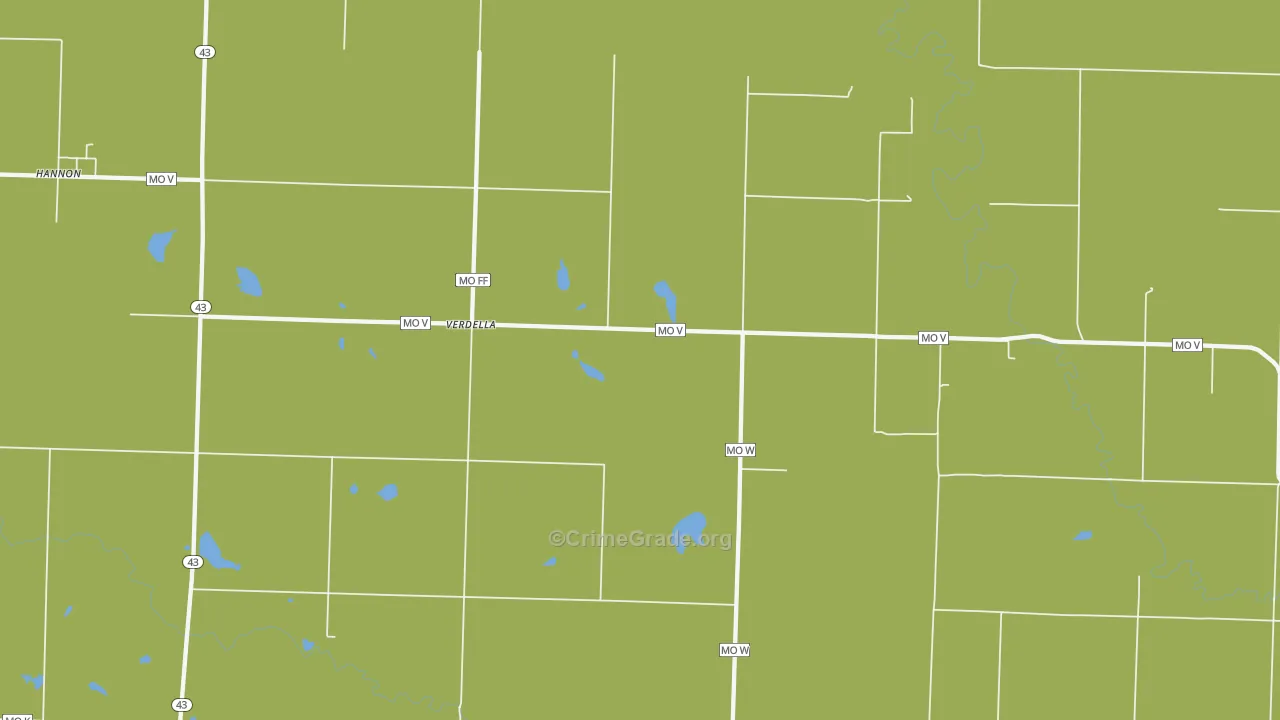 Verdella, MO Map of Assault Rates