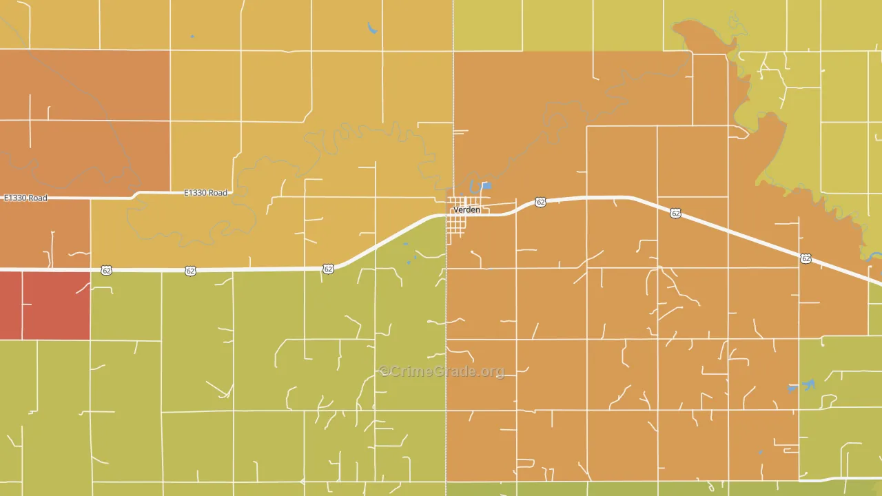 Verden, OK Map of Assault Rates