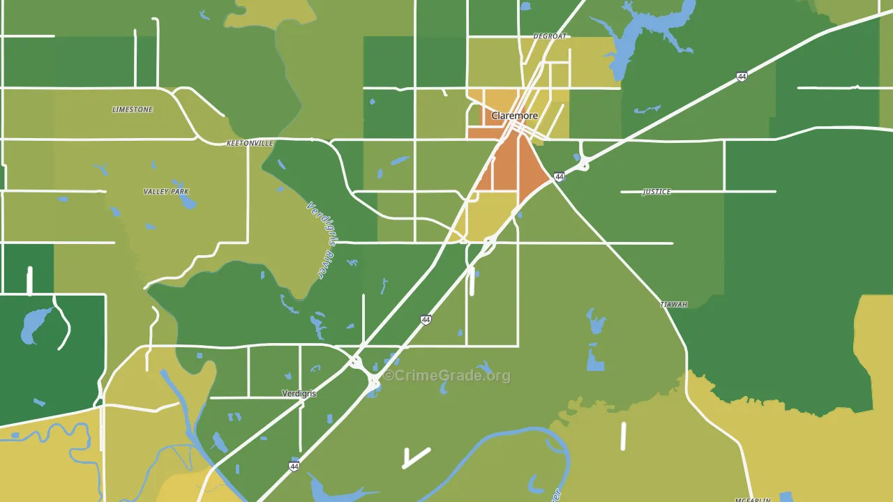 Verdigris, OK Map of Assault Rates
