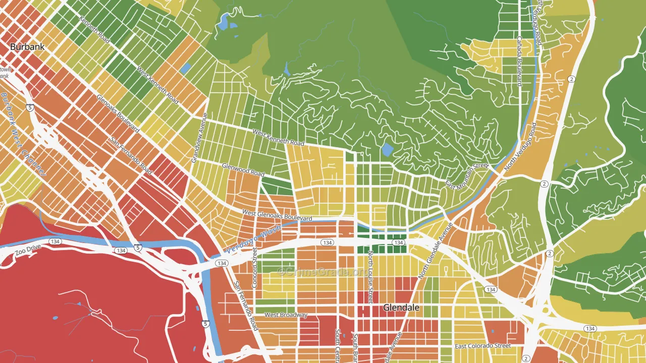 Verdugo Viejo, Glendale, CA Map of Assault Rates