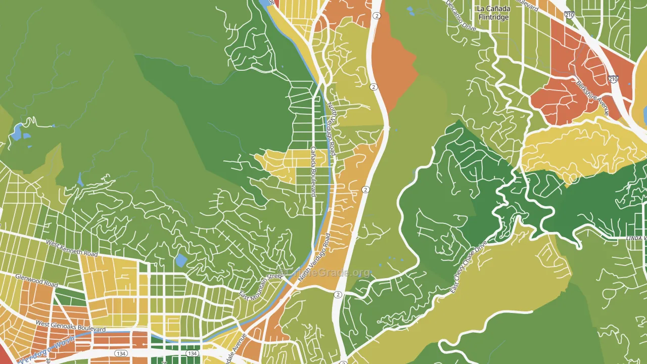 Verdugo Woodlands, Glendale, CA Map of Assault Rates