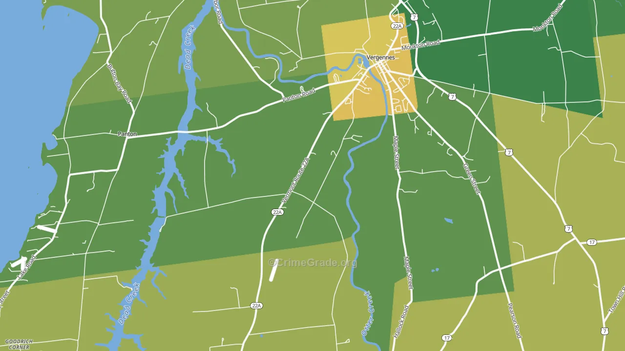 Vergennes, VT Map of Assault Rates