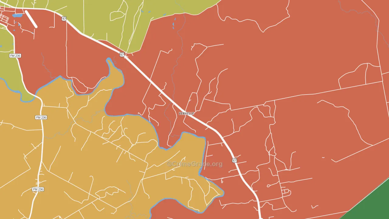 Verhelle, TX Map of Assault Rates