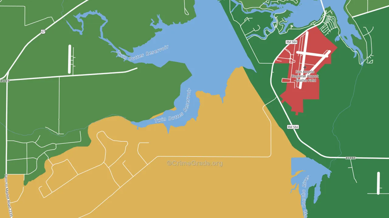 Veribest, TX Map of Assault Rates