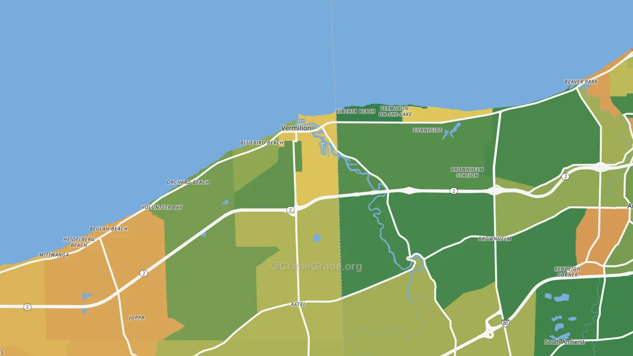 Vermilion, OH Map of Assault Rates
