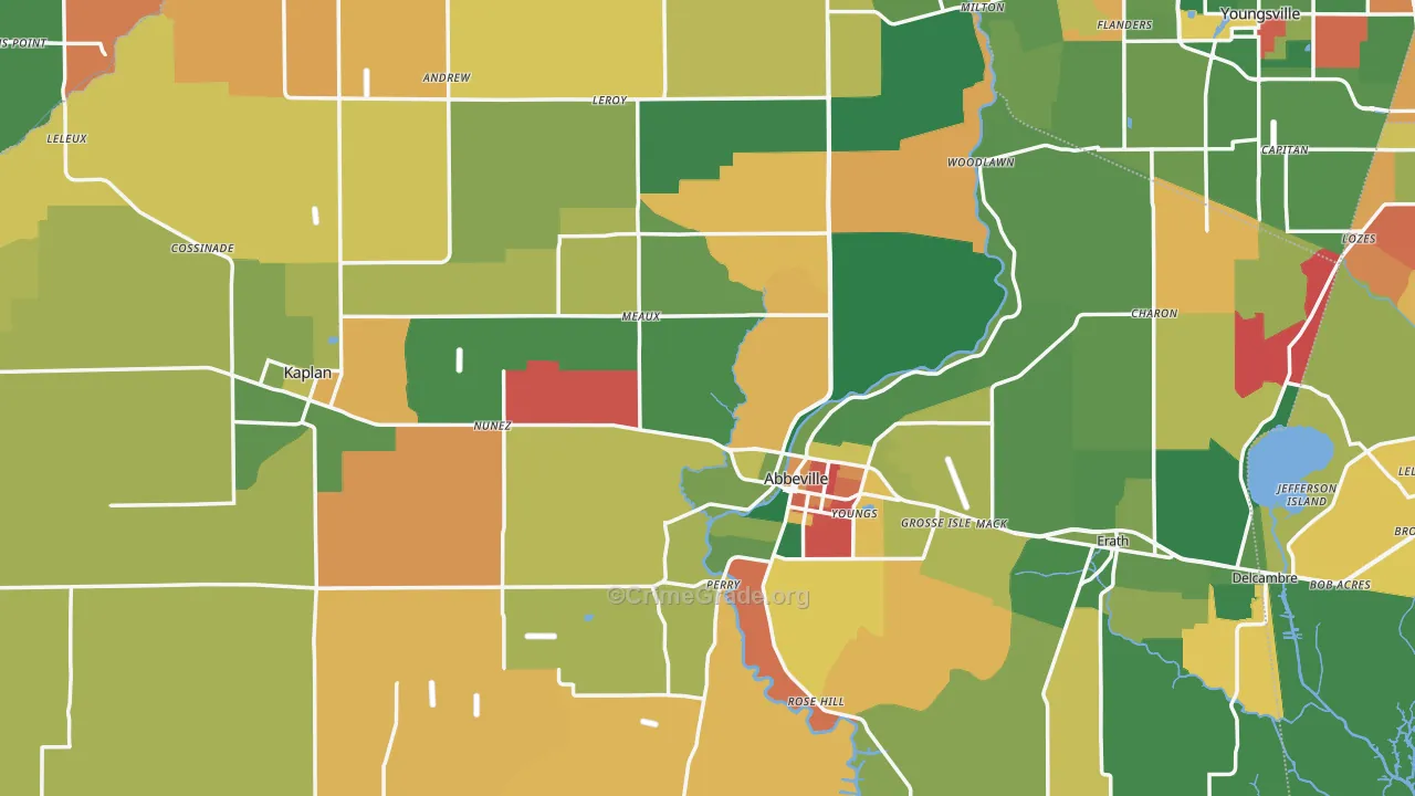 Vermilion Parish, LA Map of Assault Rates