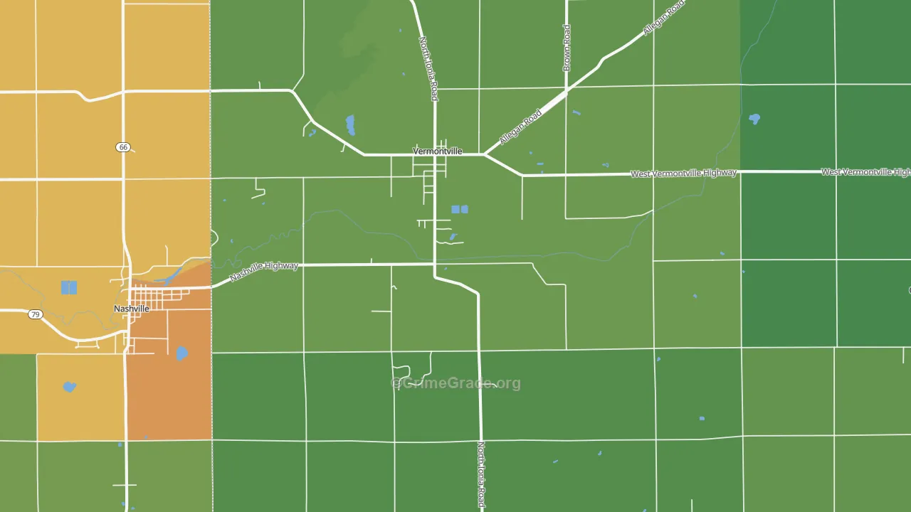 Vermontville, MI Map of Assault Rates