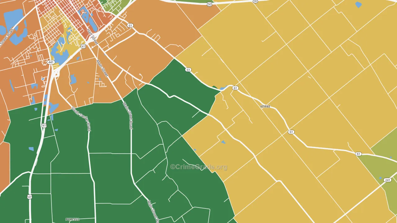 Verne, IN Map of Assault Rates