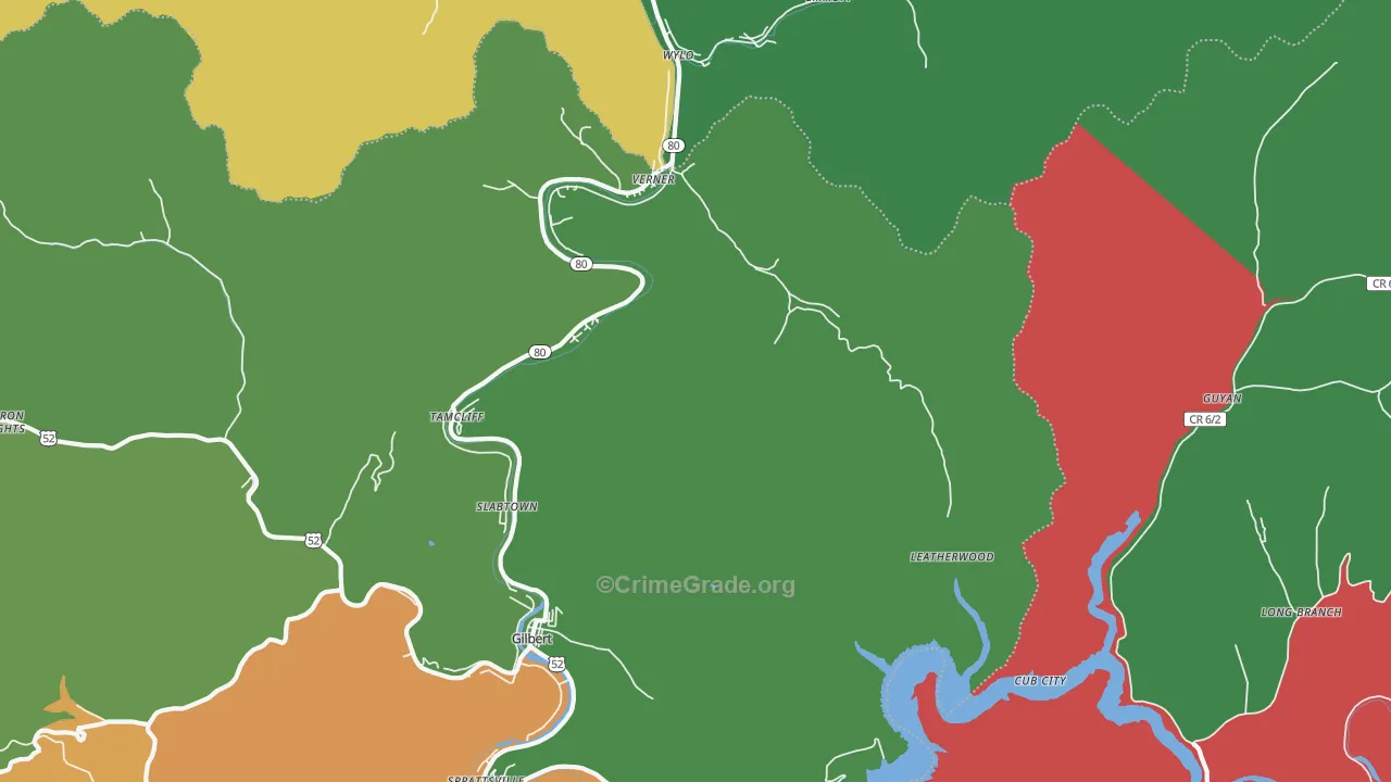 Verner, WV Map of Assault Rates