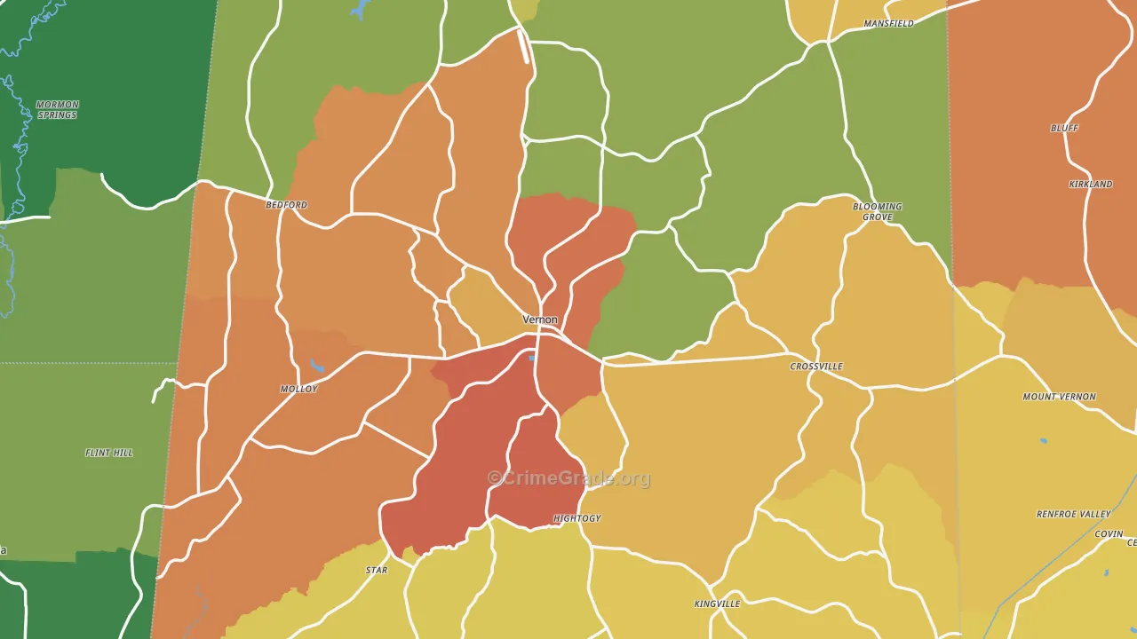 Vernon, AL Map of Assault Rates