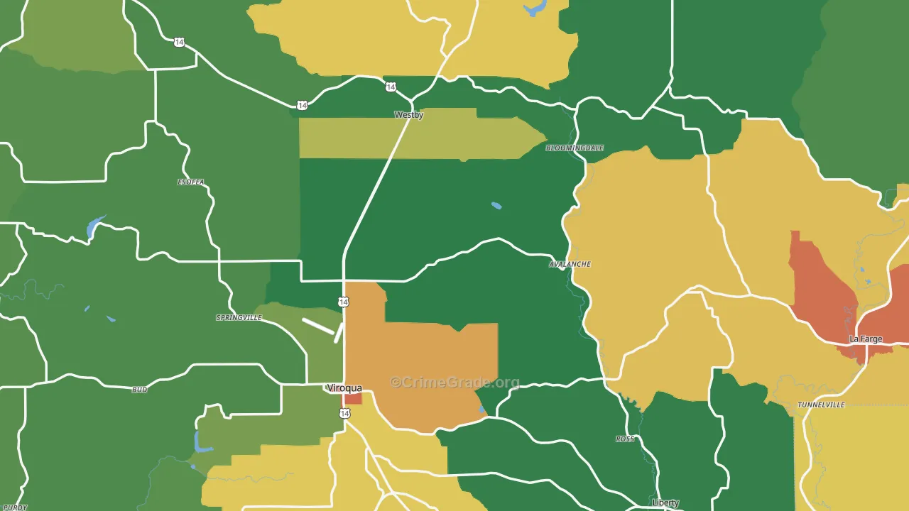 Vernon County, WI Map of Assault Rates