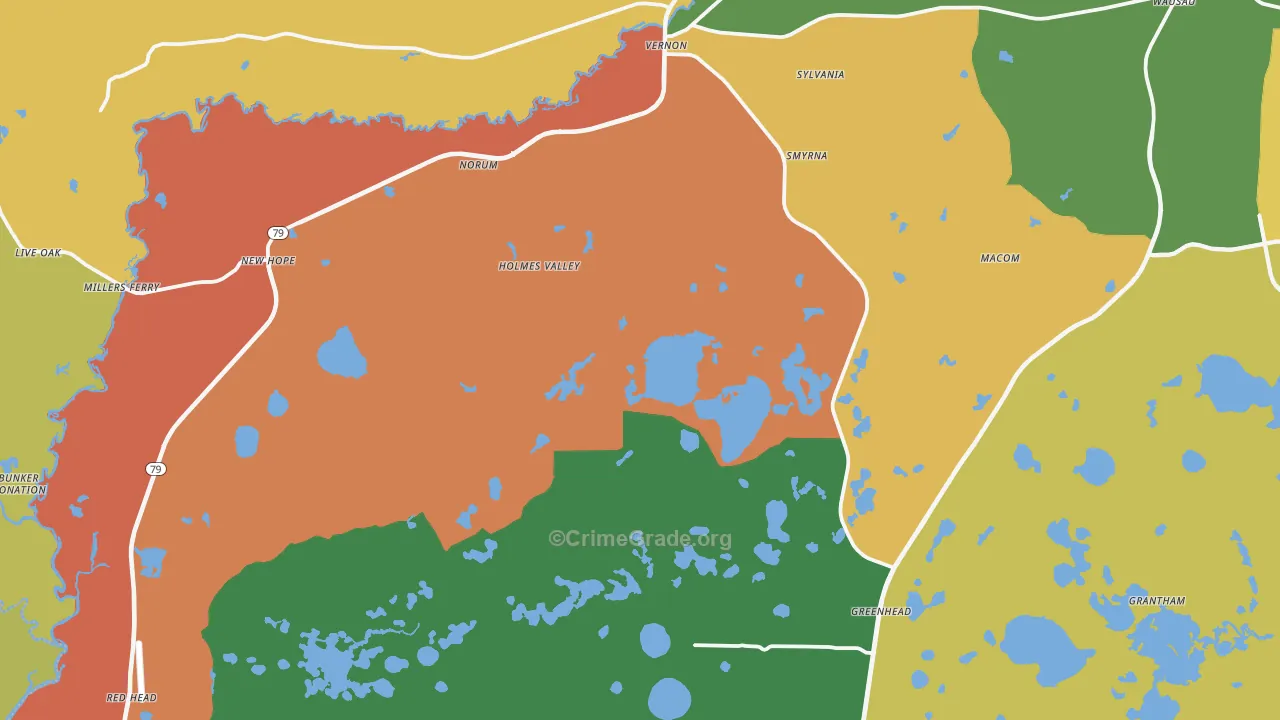 Vernon, FL Map of Assault Rates
