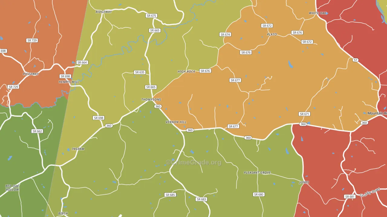Vernon Hill, VA Map of Assault Rates