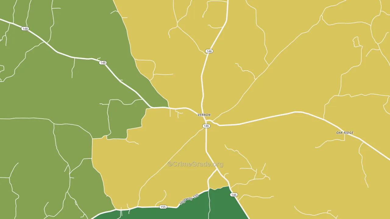 Vernon, LA Map of Assault Rates