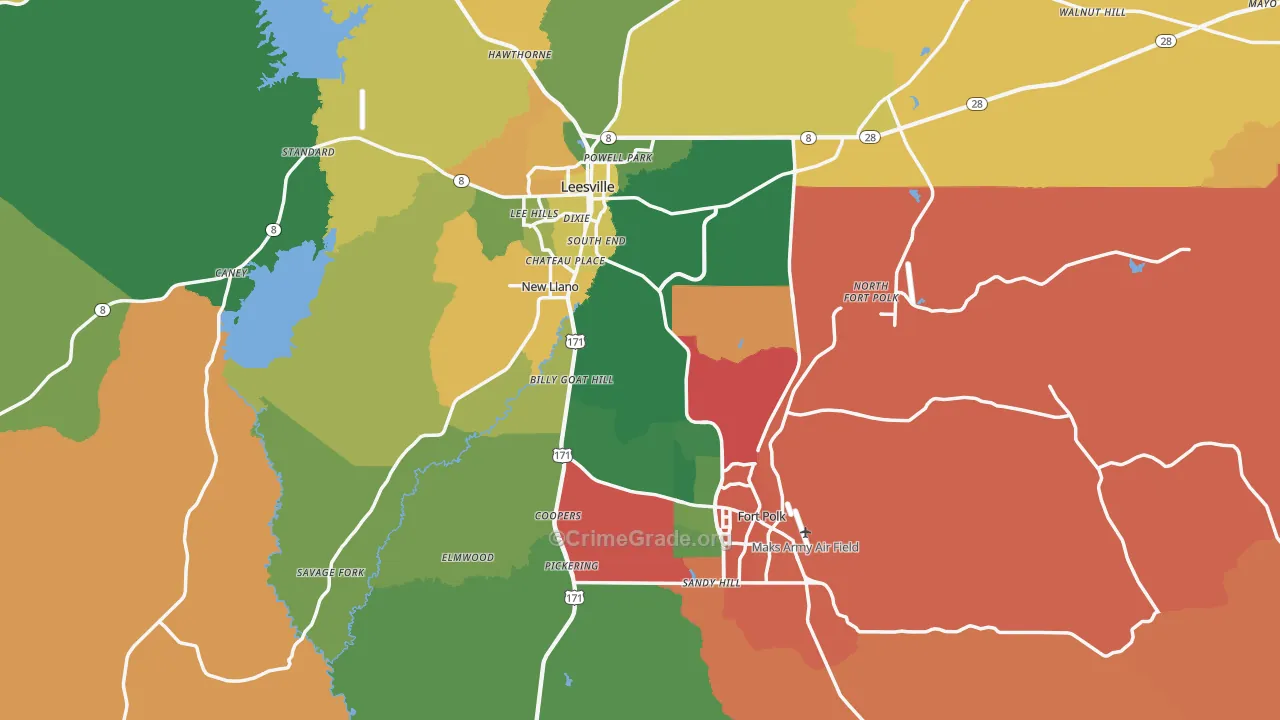 Vernon Parish, LA Map of Assault Rates