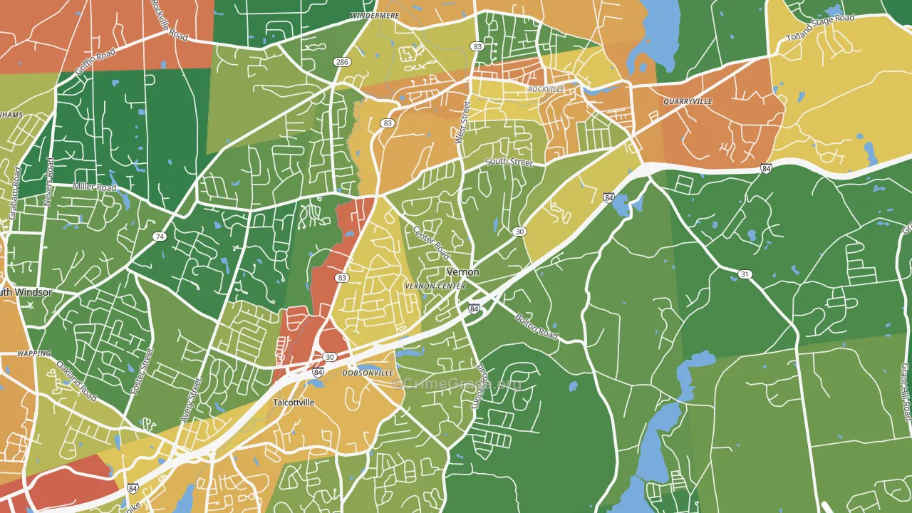 Vernon-Rockville, CT Map of Assault Rates