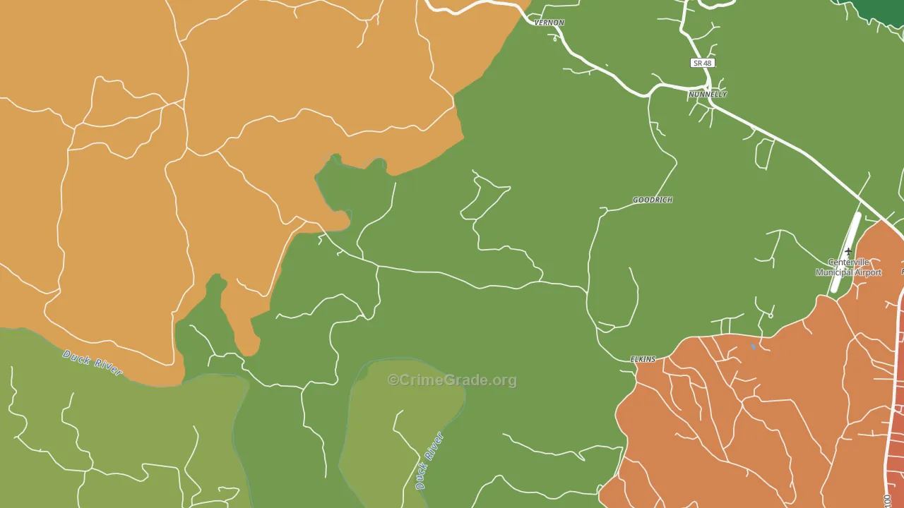 Vernon, TN Map of Assault Rates