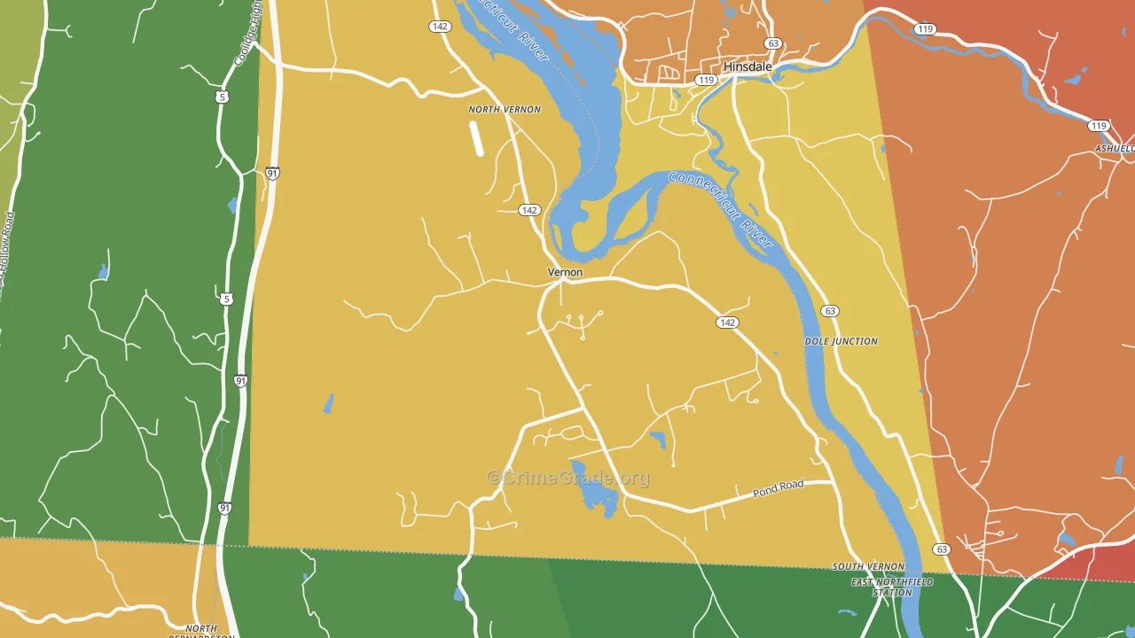Vernon, VT Map of Assault Rates