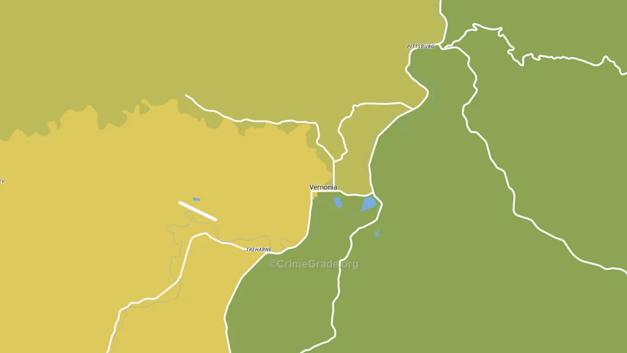 Vernonia, OR Map of Assault Rates