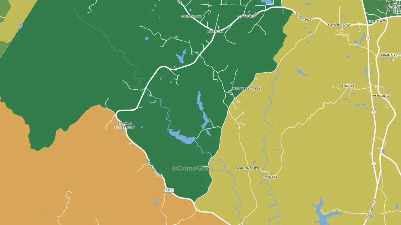 Vernontown, AL Map of Assault Rates
