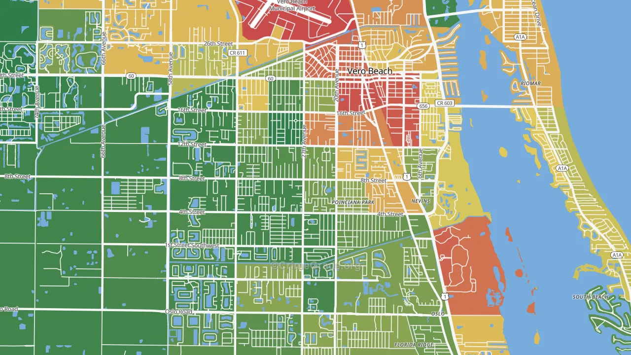 Vero Beach South, FL Map of Assault Rates