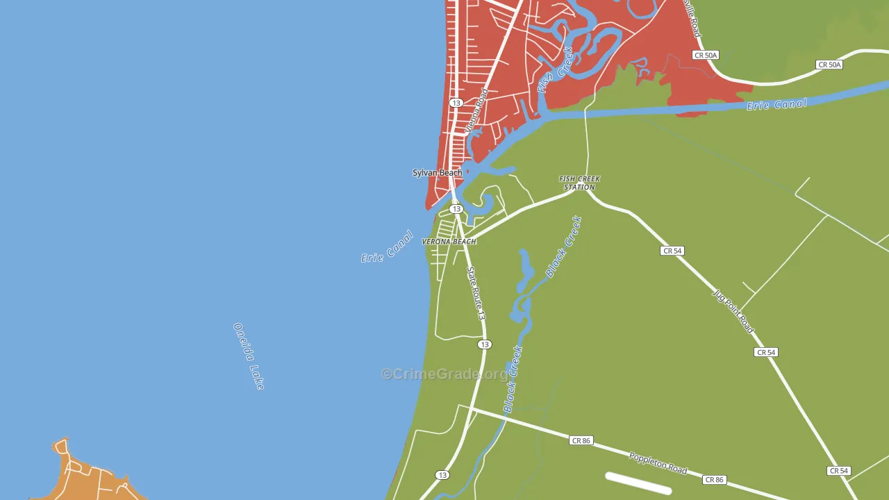 Verona Beach, NY Map of Assault Rates