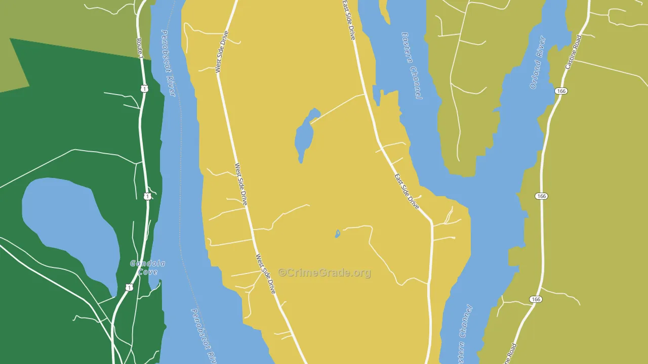 Verona Island, ME Map of Assault Rates